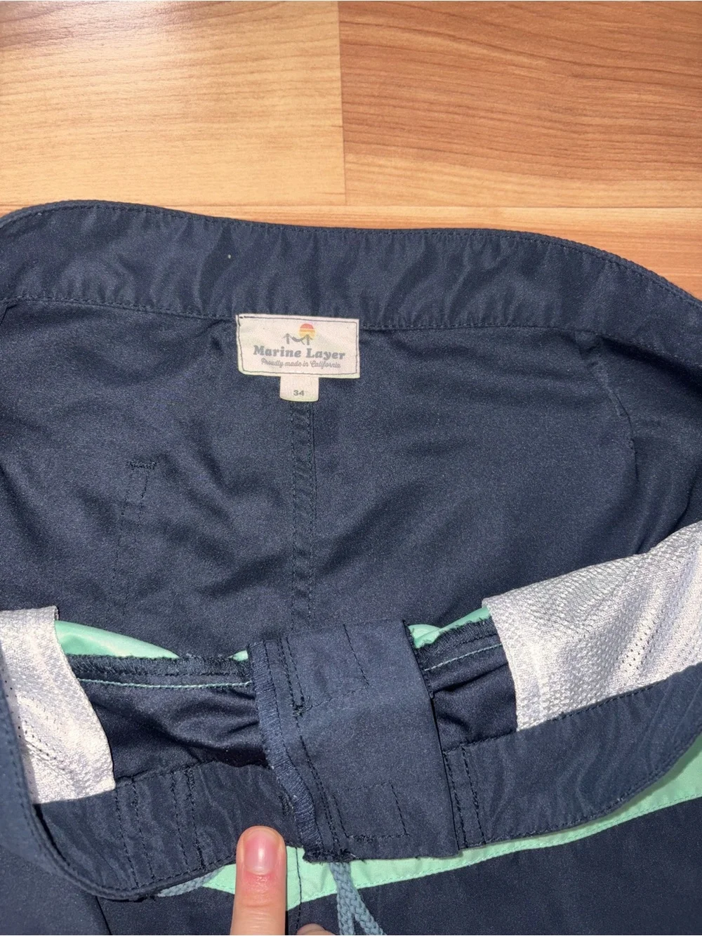 Marine Layer Navy Colorblock Board Swim Trunks Size 34 Large Beach Surf Nautical